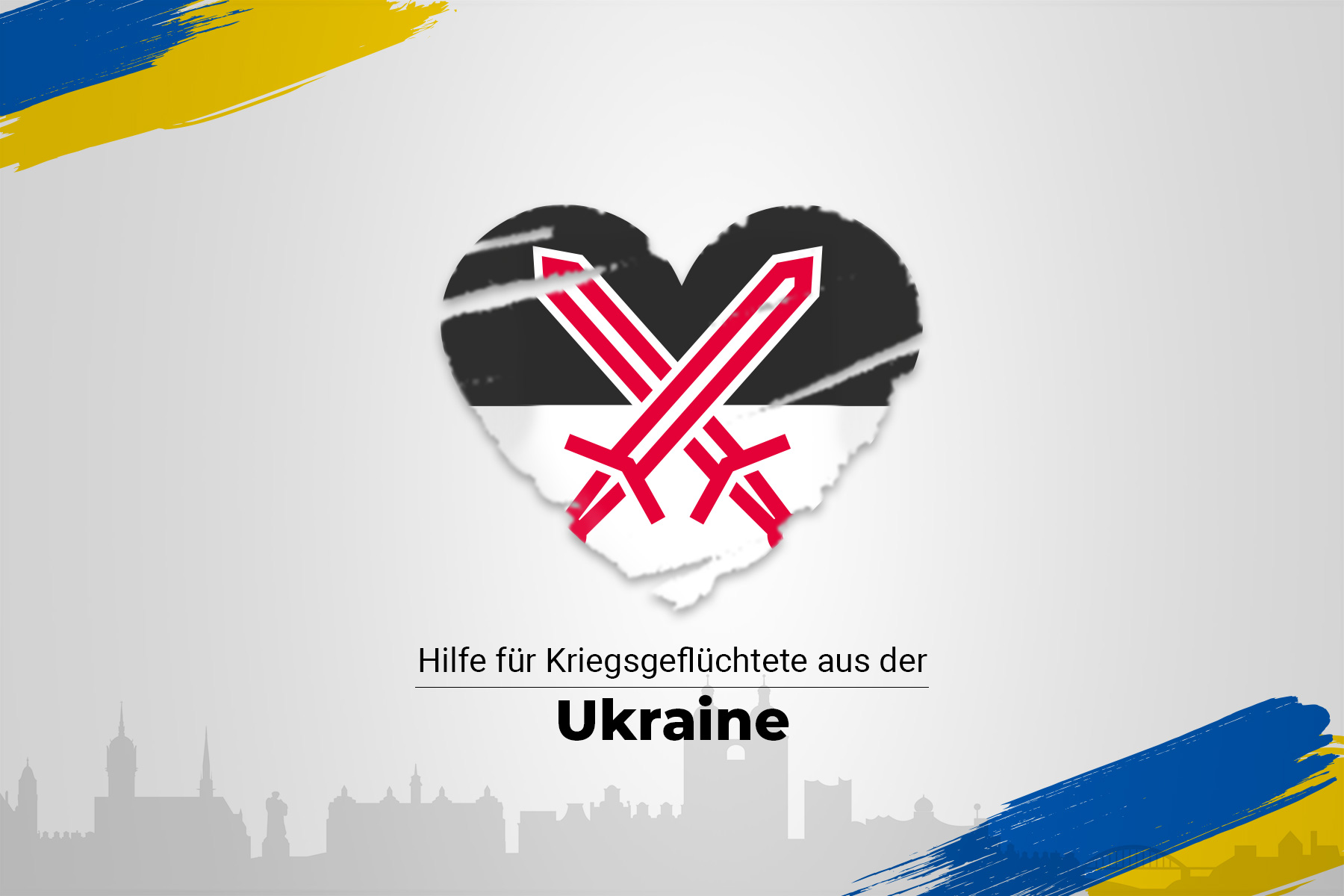 Logo als Herz und Schriftzug - Hilfe für Kriegsgeflüchtete aus der Ukraine