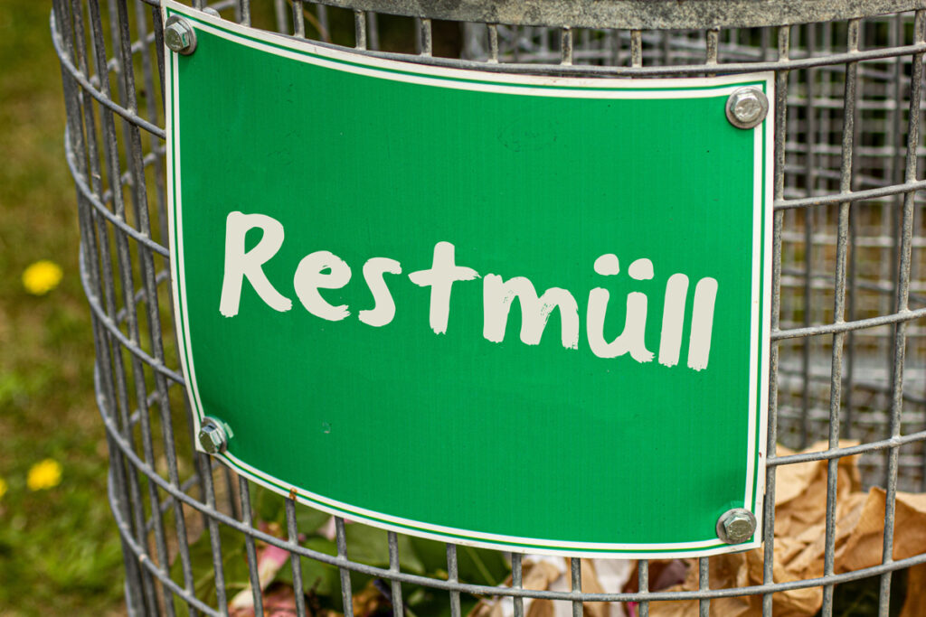 Schild Abfalleimer Restmüll