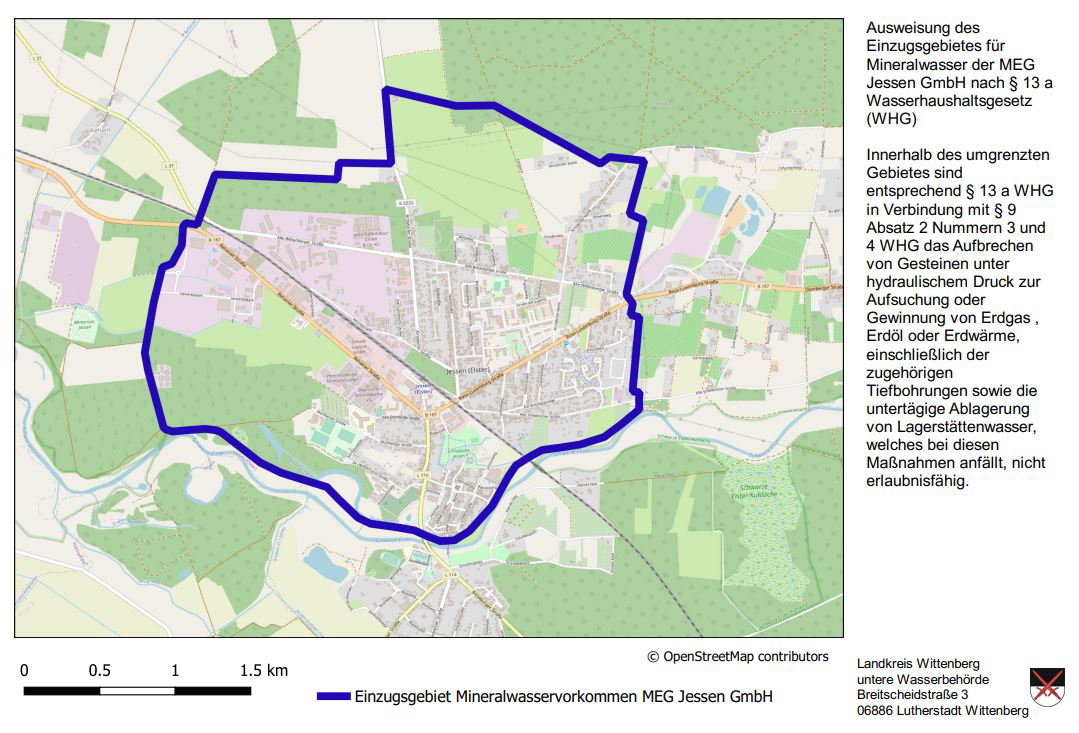 Einzugsgebietes für Mineralwasser der MEG Jessen GmbH