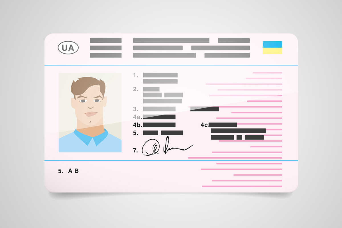 Autoführerschein Ukraine als Vektorgrafik dargestellt