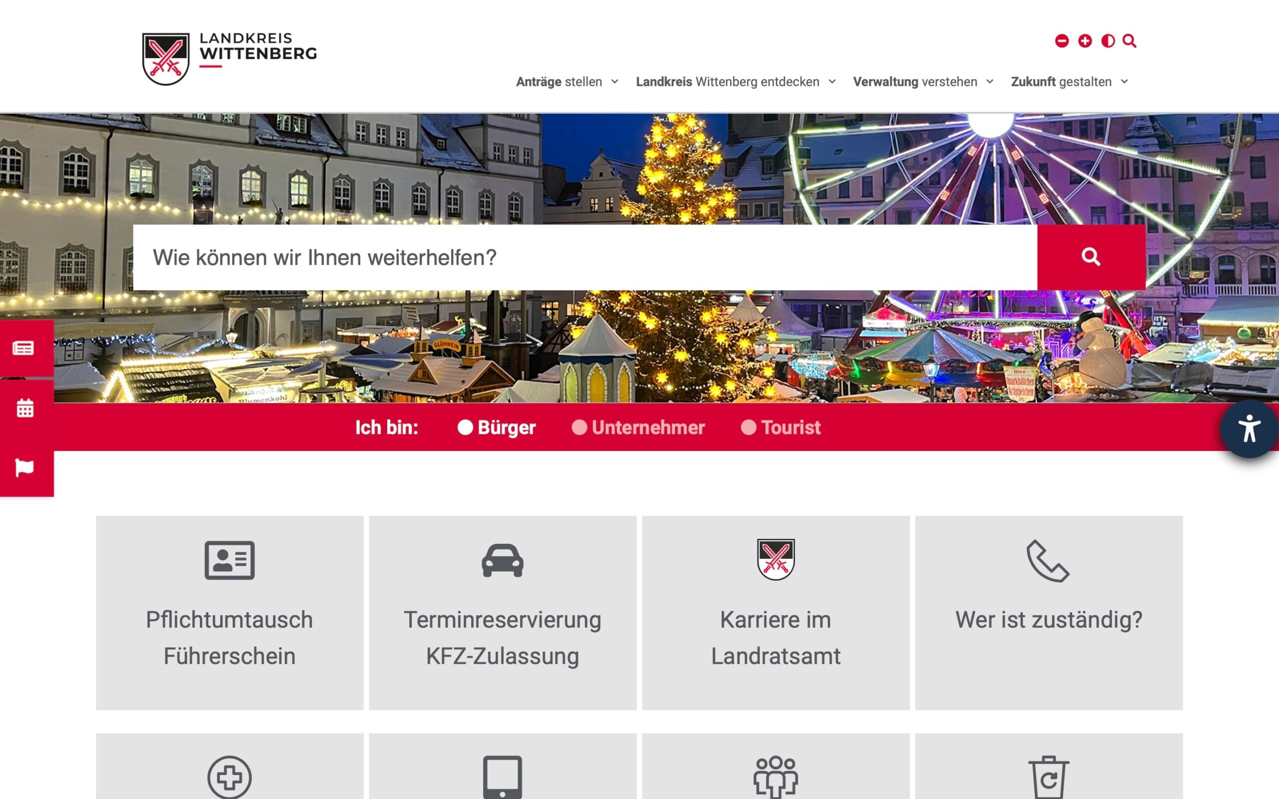 Screenshot Webseite Landkreis Wittenberg