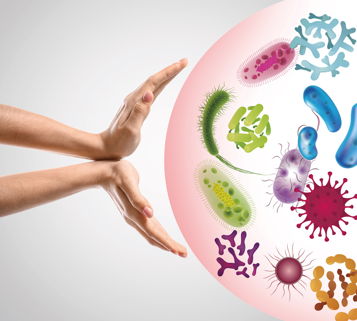 Hände halten Infektionen - Bakterien und Keime - auf