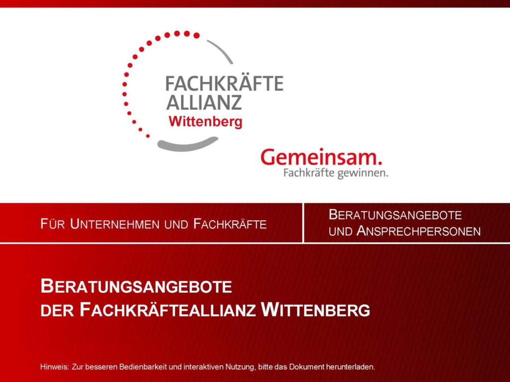 Beratungsangebote der Fachkraefteallianz Wittenberg - Link zur PDF