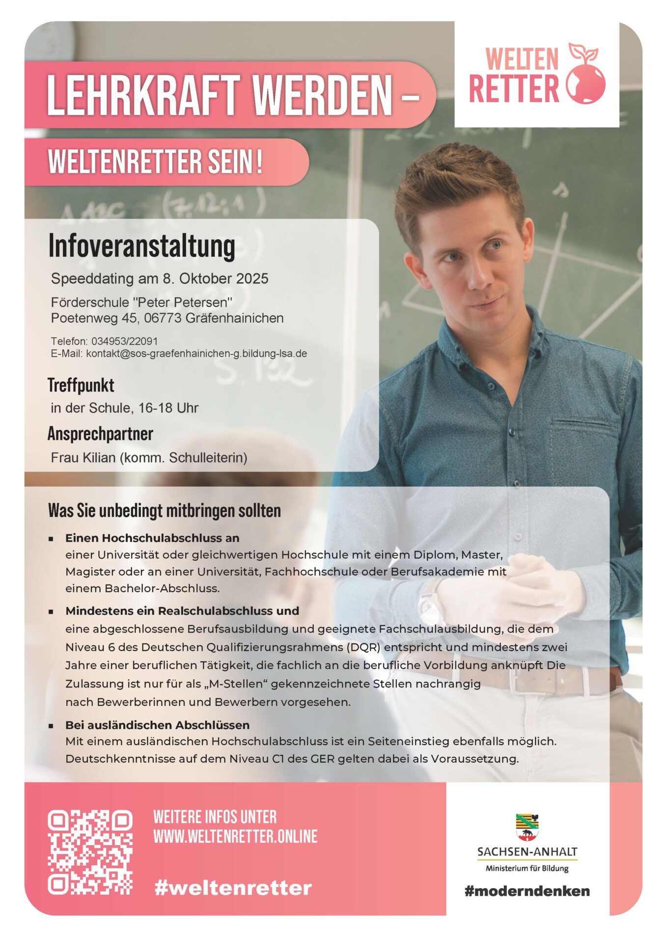 Flyer "Infoveranstaltung zum Seiteneinstieg
