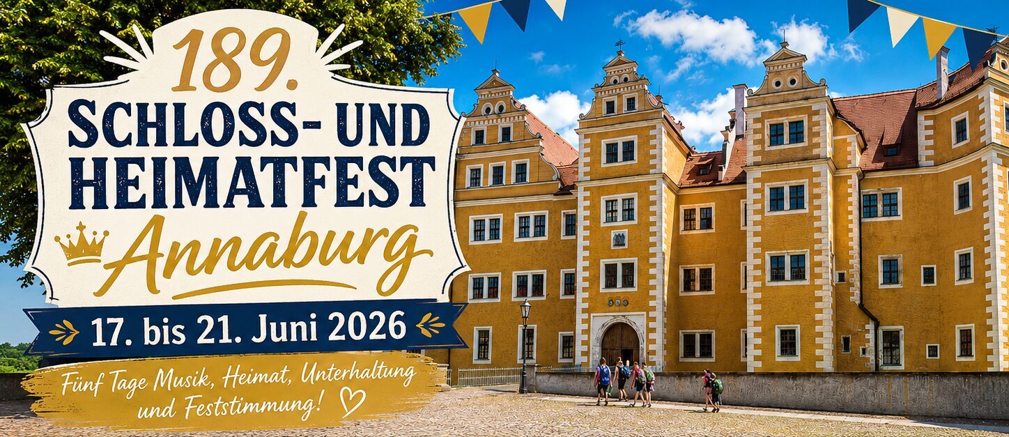Schloss Annaburg mit Schriftzug zum Stadtfest