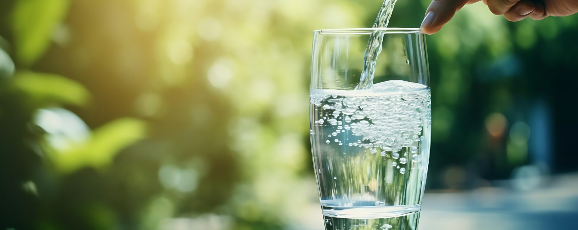 Ein Glas, in das Wasser geschüttet wird