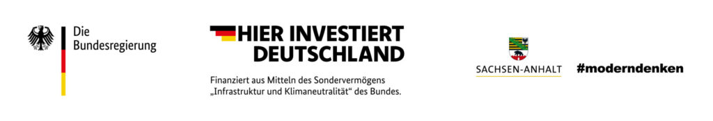 Logos von der Bundesregierung, Hier investiert Deutschland, Sachsen-Anhalt