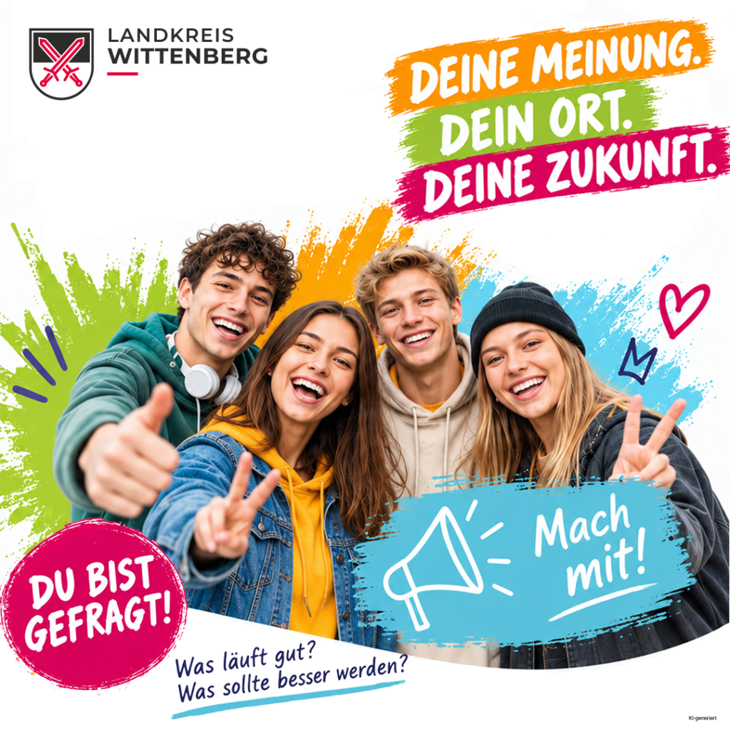 Bild mit Jugendlichen, deine Meinung, dein Ort, deine Zukunft