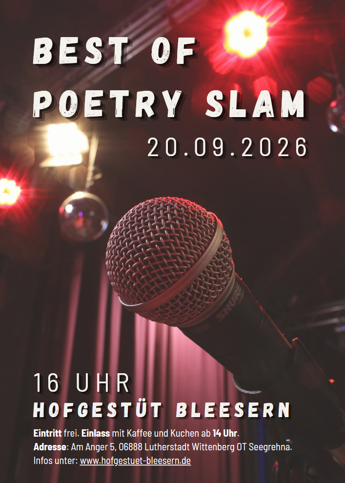 Plakat zum Poetry Slam mit Mikrofone