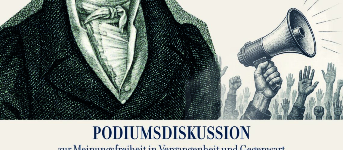 Plakat Podiumsdiskussion zur Meinungsfreiheit in Radis