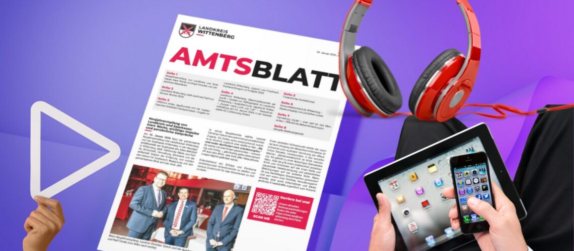 Information auf vielen Wegen: Der Landkreis Wittenberg informiert über Amtsblatt, Webseite, Newsletter, Social Media und digitale Formate.